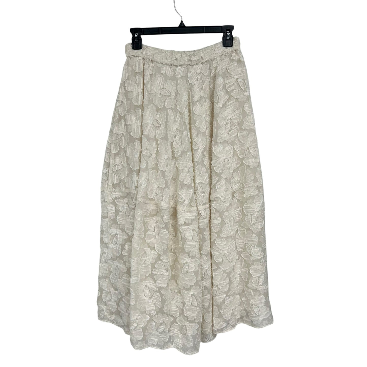 Co. Collection Ivory Cotton Blend Floral Overlay Tea Length Skirt Womens Small