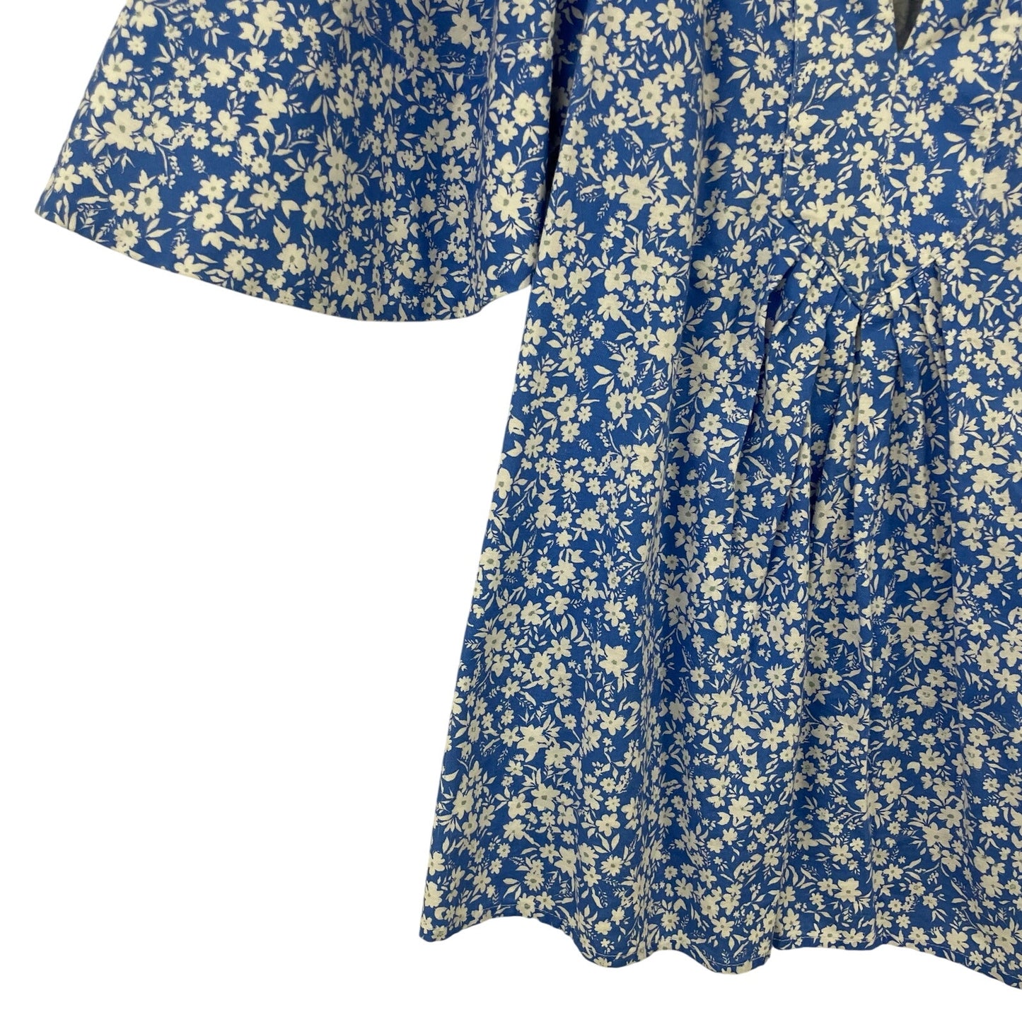 Tuckernuck Blooms on Broad Finley Flutter Sleeve Top Blue White Floral Medium