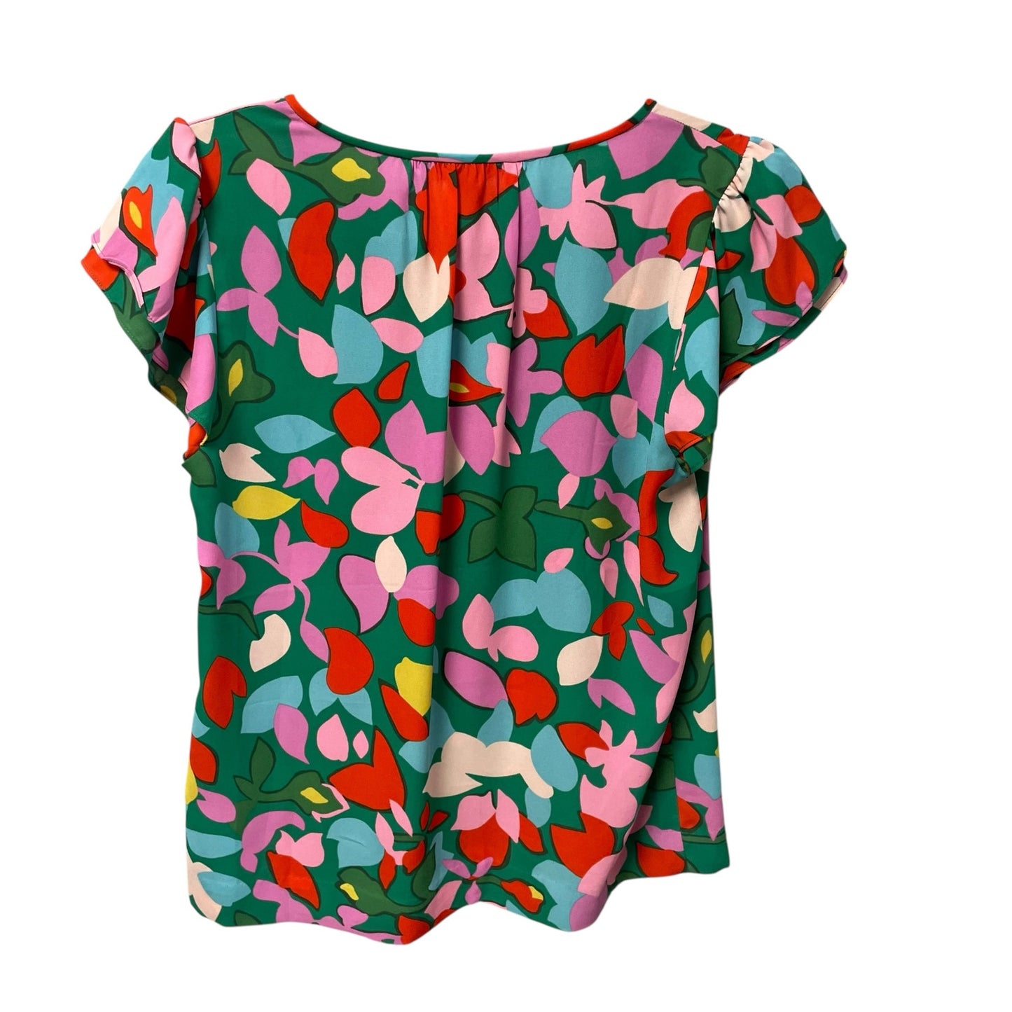 J. Crew Ruffle Cap Sleeve Split Neck Multicolor Floral Hanna Top Womens Size XS