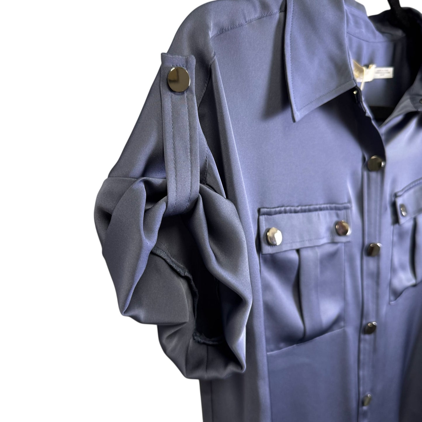 NWT Ramy Brook Slate Blue Short Sleeve Button Down Sawyer Top Womens X-Small