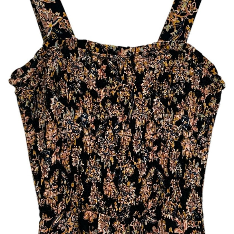 Evereve Black Multi Floral Print Smocked Bodice Maren Jumpsuit Womens Large