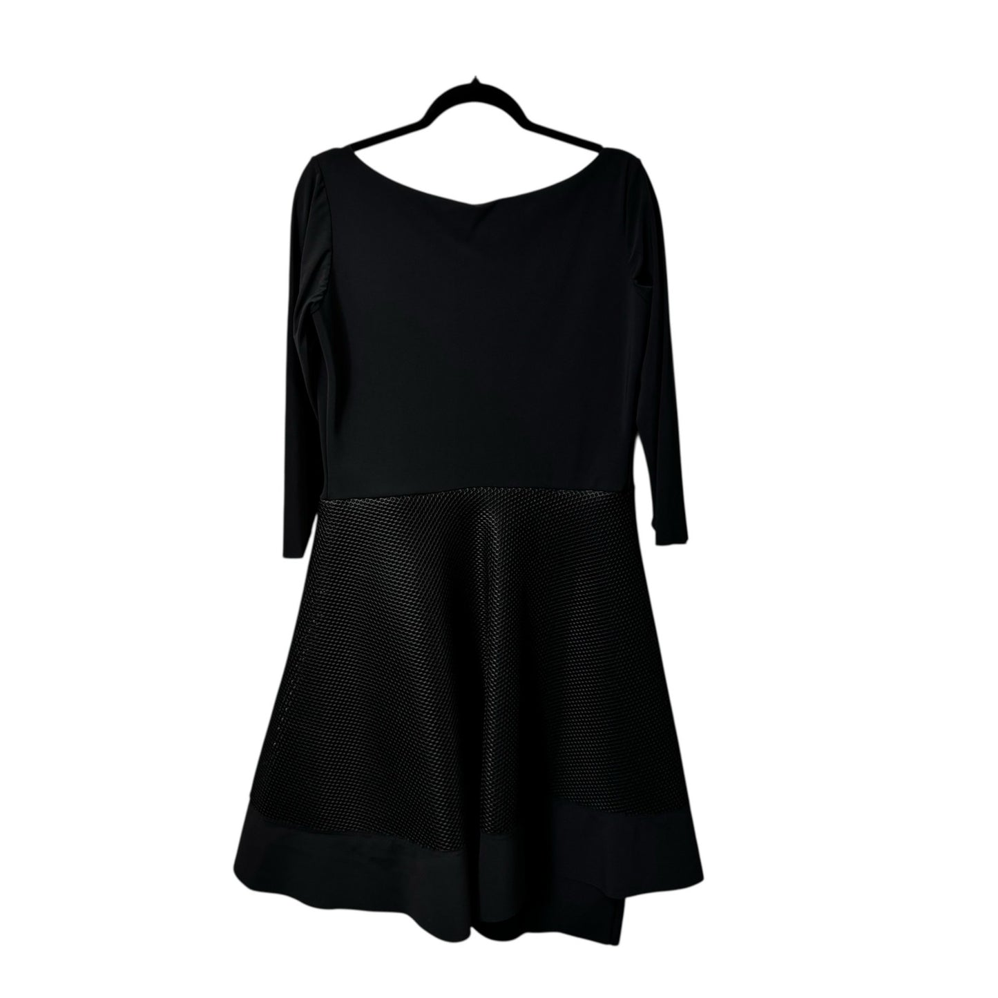 NWT Chiara Boni Black Long Sleeve Round Neck Mini Fit And Flare Dress Womens 16