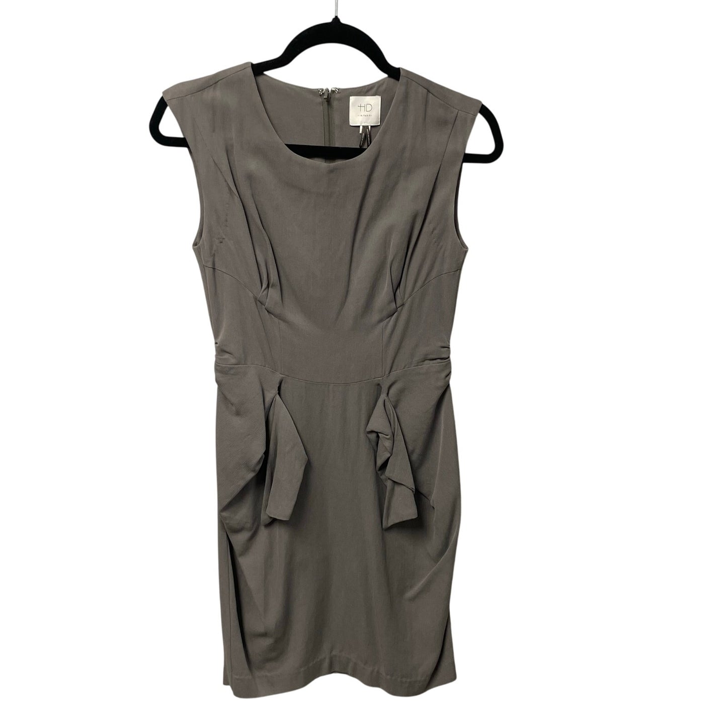 Anthropologie HD in Paris Sleeveless Silk Ruffle Front Dress Gray Womens 0