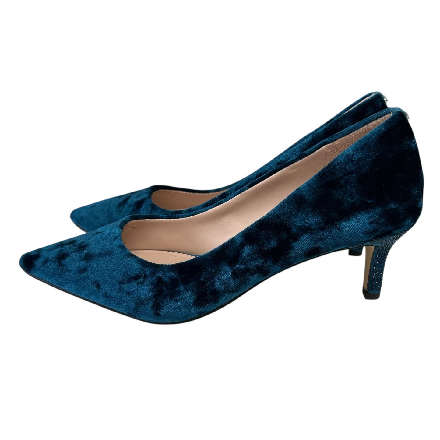 Kate Spade Blue Crystalline Crushed Velvet Rhinestone Heel Pumps Womens 7