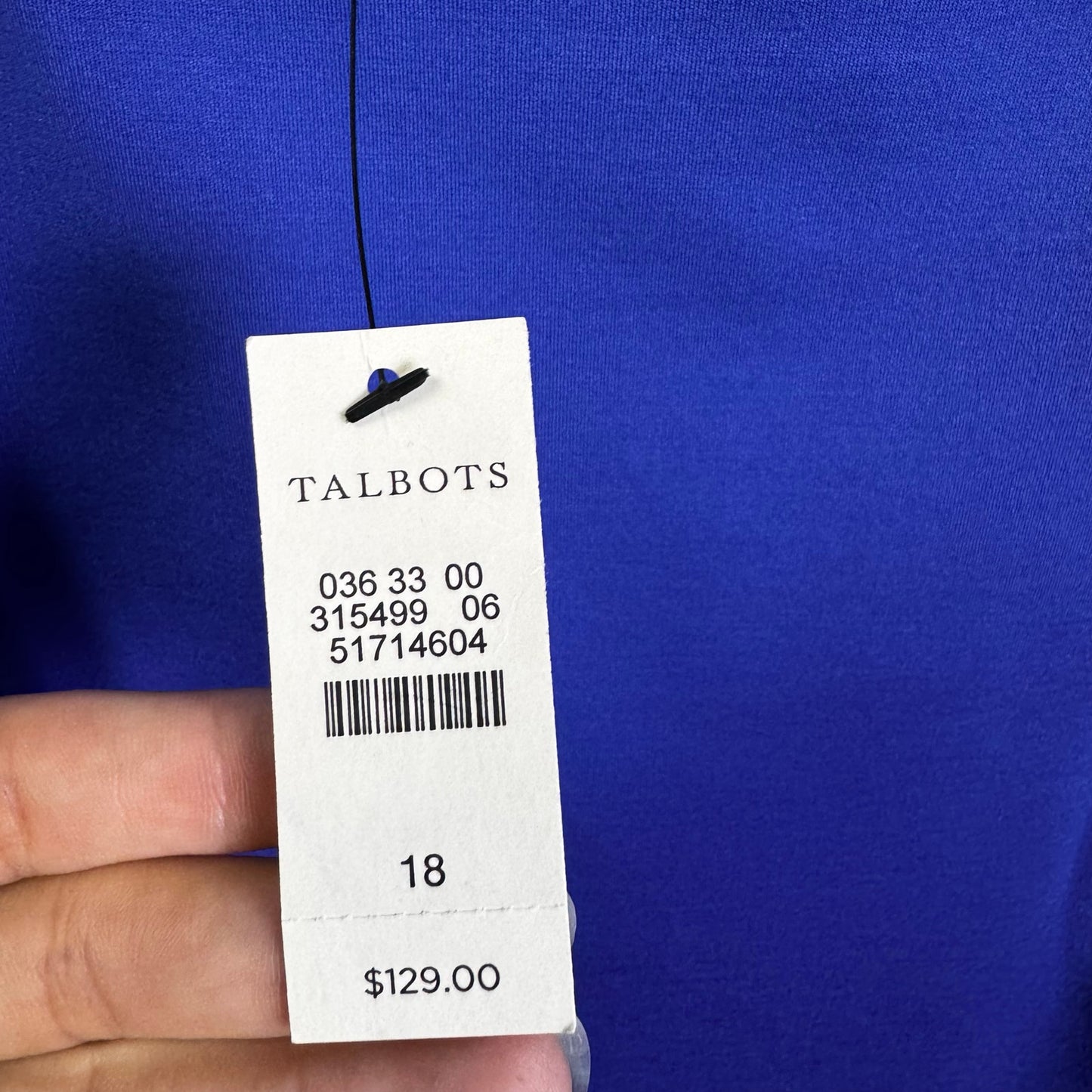 NWT Talbots Blue Short Sleeve Scalloped Square Neck Mini Shift Dress Womens 18