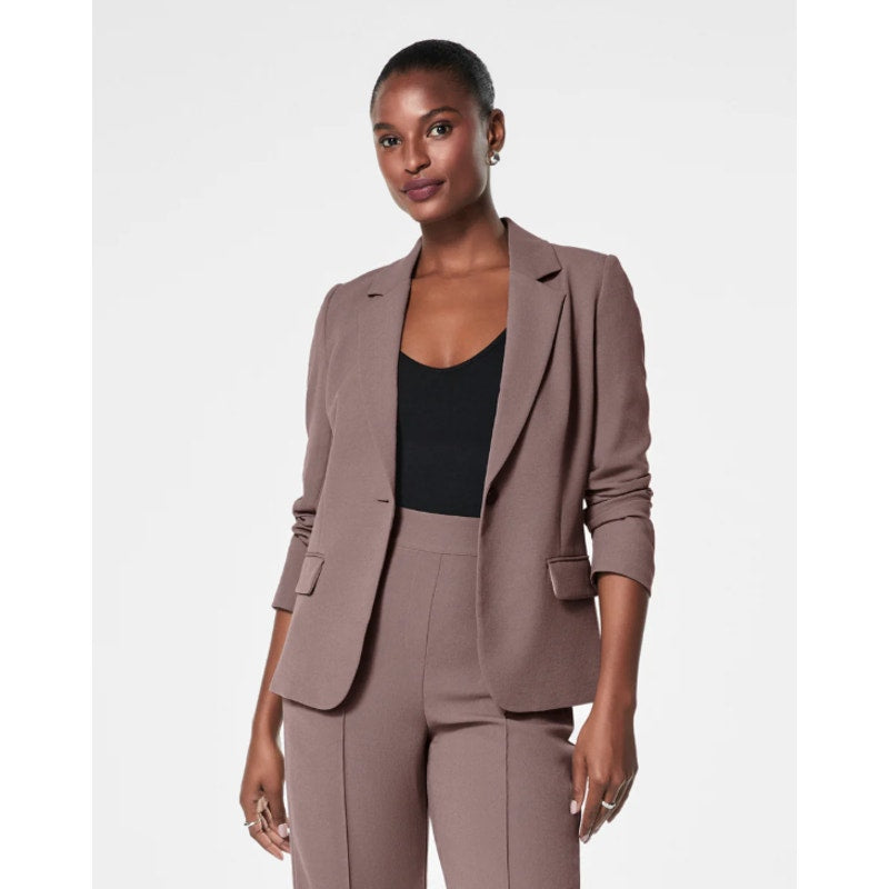NWT Spanx Smoke Carefree Crepe Satin Back Blazer Jacket Womens Medium