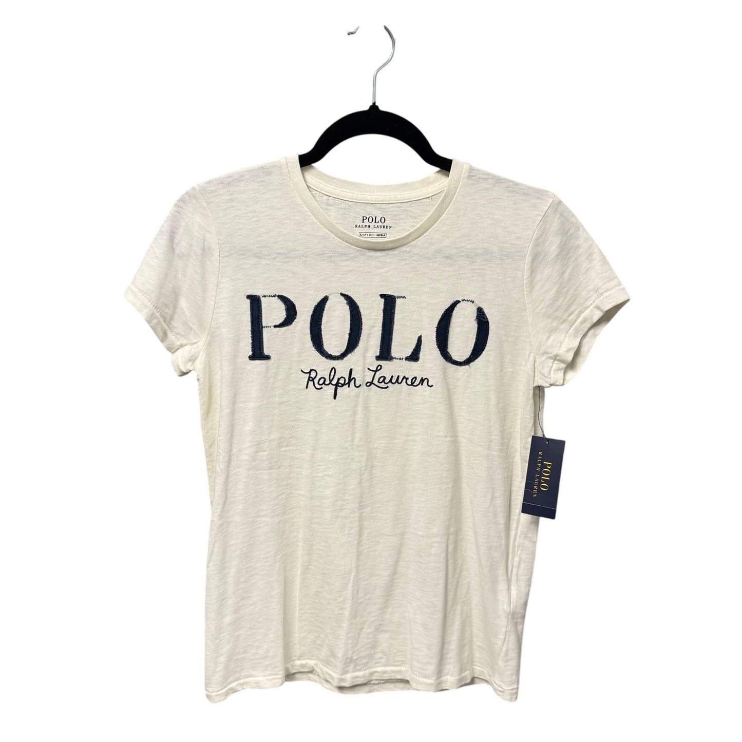 NWT Polo Ralph Lauren White Navy Embroidered Short Sleeve Top Womens Small