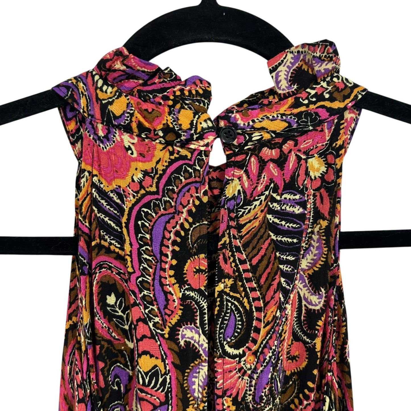Cynthia Rowley Pink Multicolor Paisley Print Tie Back Mini Romper Womens Large
