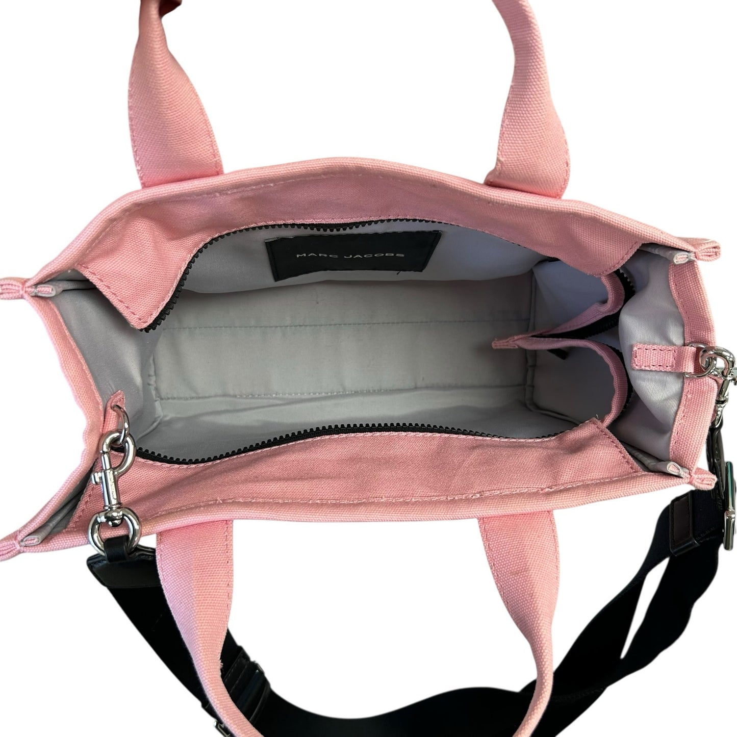 Marc Jacobs Pink White Double Handle The Vote Tote Bag w/ Crossbody Strap AS IS