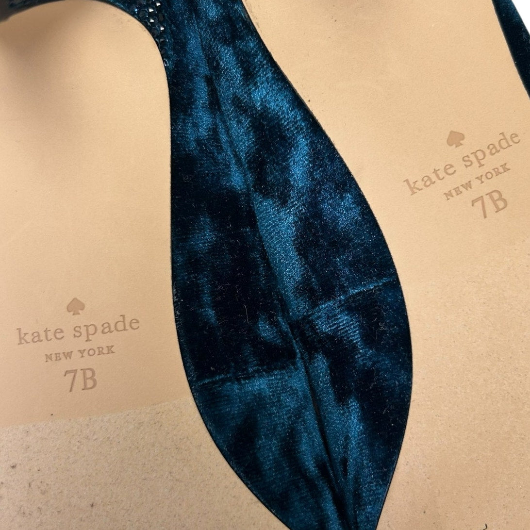 Kate Spade Blue Crystalline Crushed Velvet Rhinestone Heel Pumps Womens 7