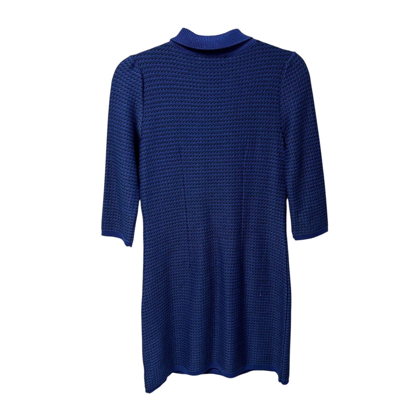 Aldomartins Blue Black Wool Blend Collared Ruffle Sweater Mini Dress Womens XS