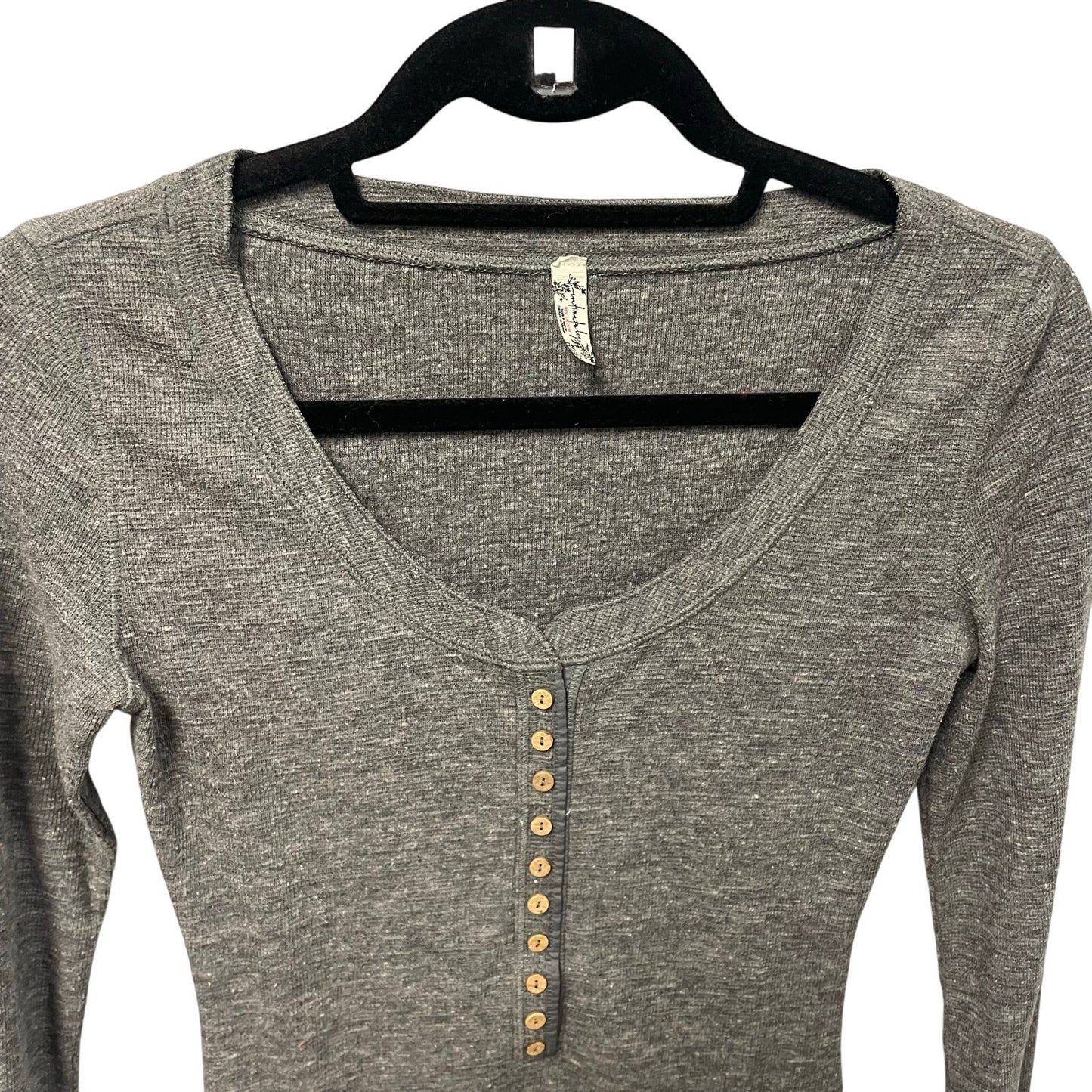 Intimately Free People Dylan Thermal Henley Bodysuit Gray Womens Size XS