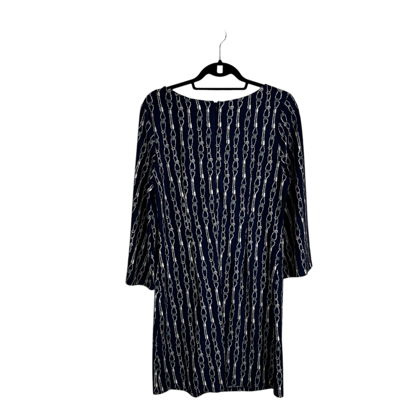 Julie Brown Navy White 3/4 Sleeve Merrie Printed Shift Dress Womens Large