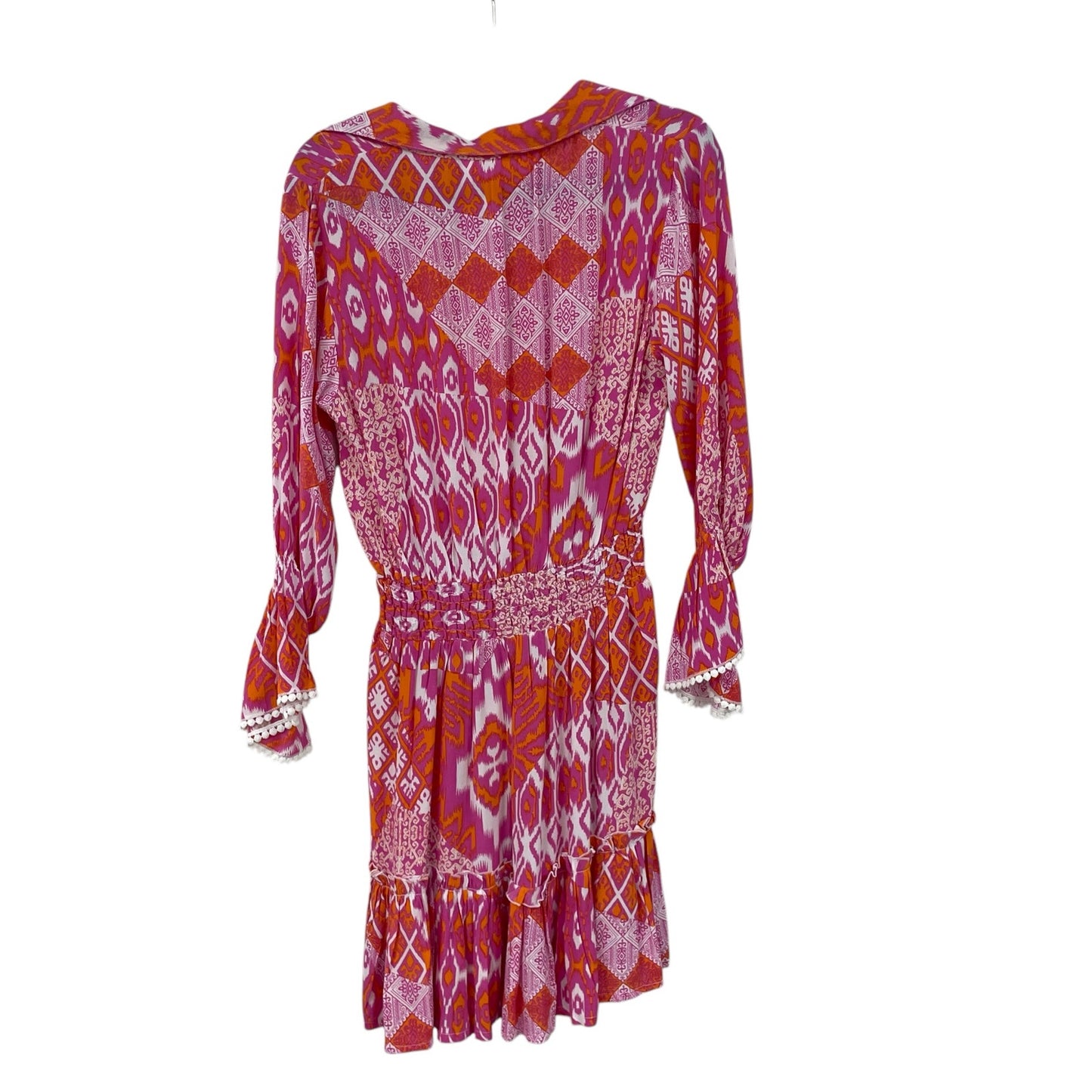 Walker & Wade Mia Dress in Flamingo Pink Orange Ikat Print Womens Medium
