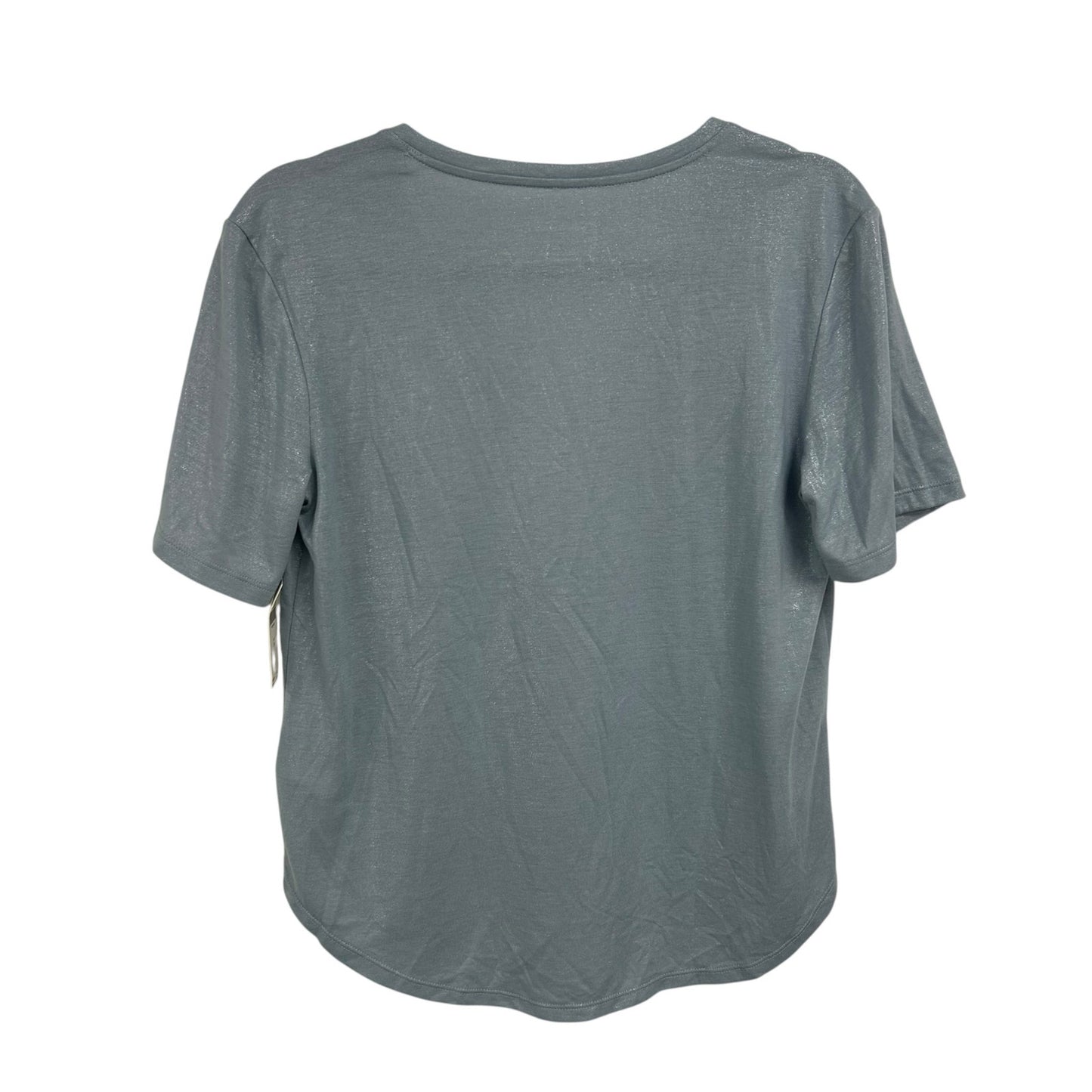 NWT by Anthropologie Sky Blue Shimmer Short Sleeve V Neck Tee Womens XS