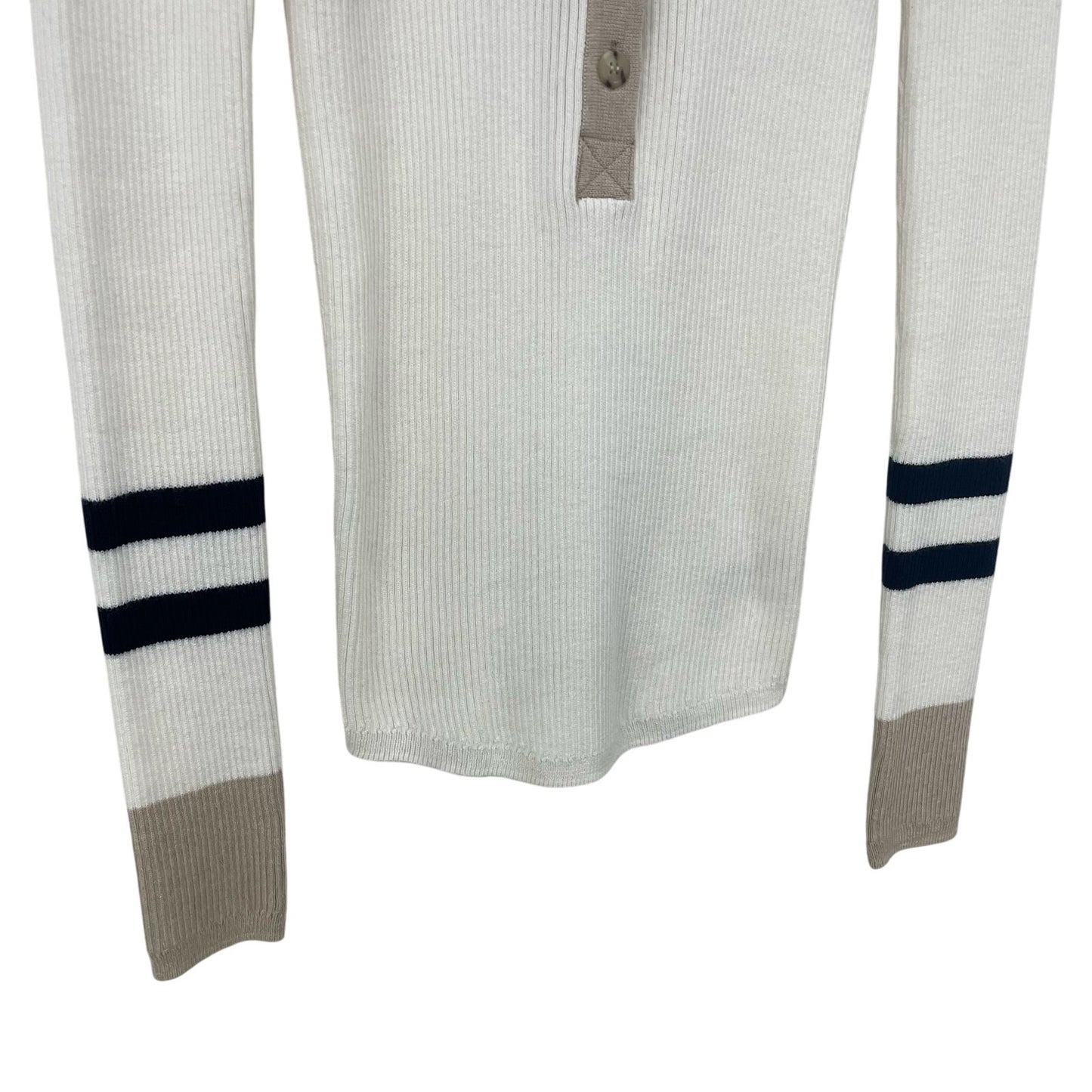 Faherty Mikki Striped Ribbed Knit Henley In Vintage Varsity Womens Size XS