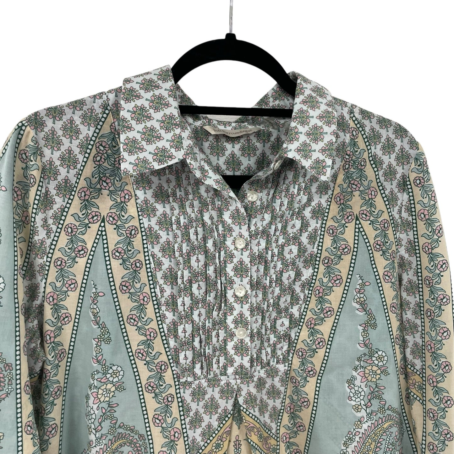 Soft Surroundings Tabitha Long Sleeve Tunic Top Floral Paisley Print Medium