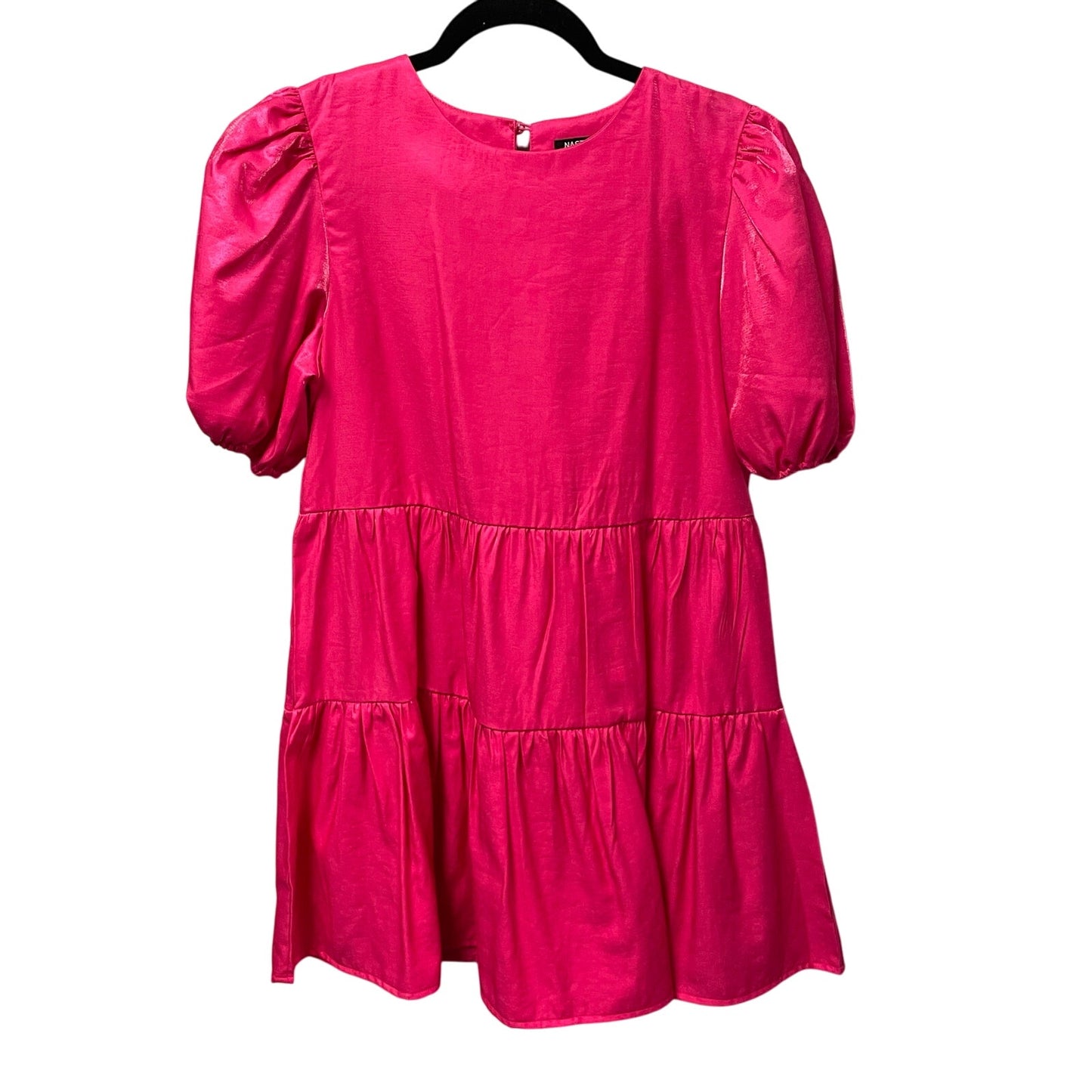 Nasty Gal Smock It to Me Puff Sleeve Mini Dress Metallic Pink Womens 6