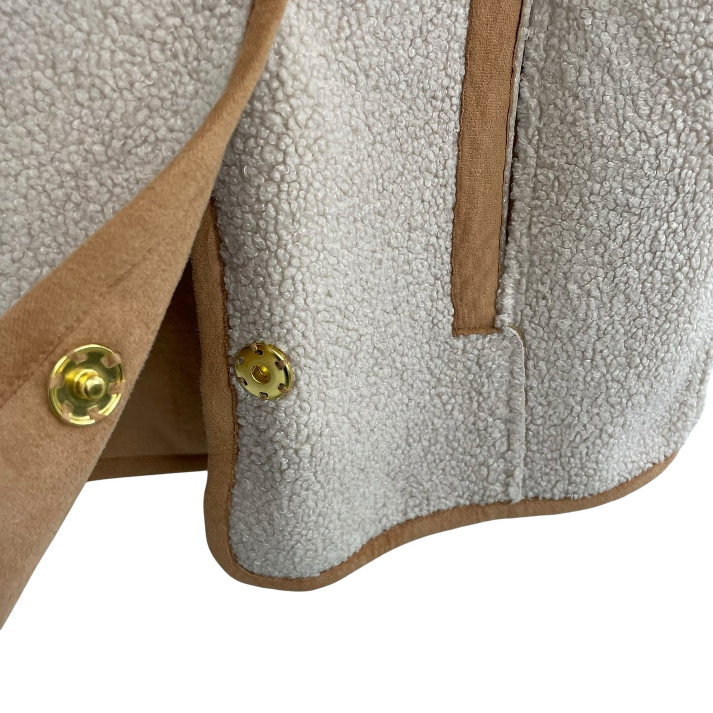 NWT Draper James Reversible Faux Suede Sherpa Vest Cream Tan Womens Small