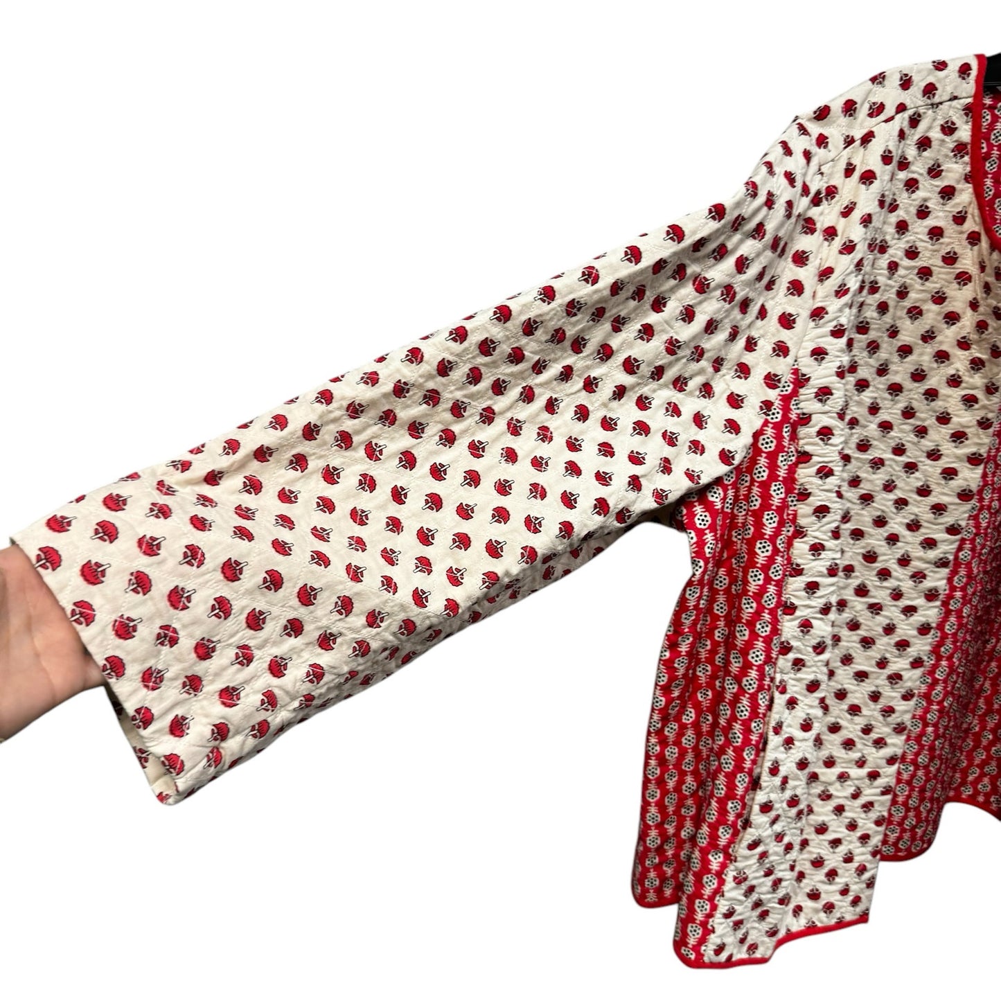J. Jill Strawberry Floral Block Lightweight Quilted Long Sleeve Jacket Womens 3X