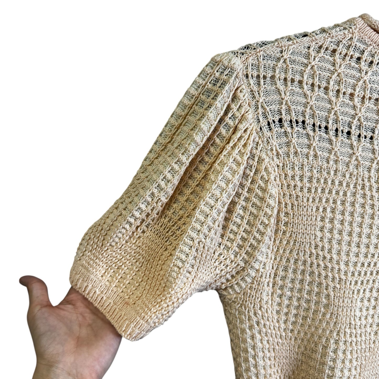 Ulla Johnson in Creme Short Sleeve Crewneck Woven Capri Top Womens Small