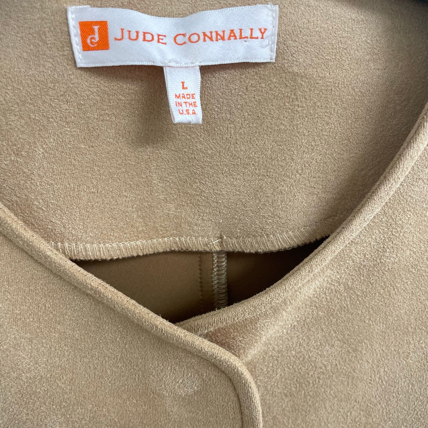 Jude Connally Faux Suede Snap Button Front Jacket Tan Womens Size Large
