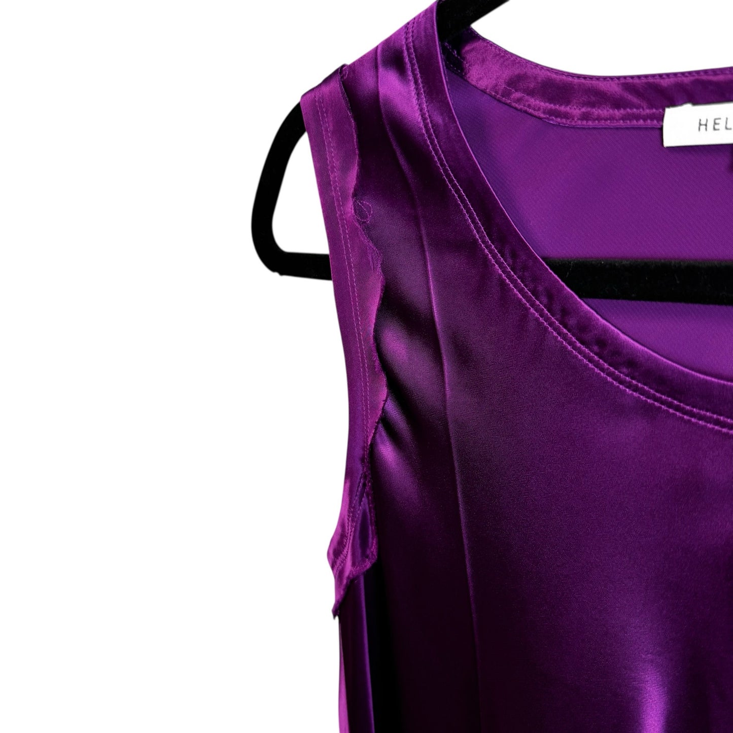 NWT Helmut Lang Purple Sleeveless Ruffle Trim Crewneck Tank Top Womens 4