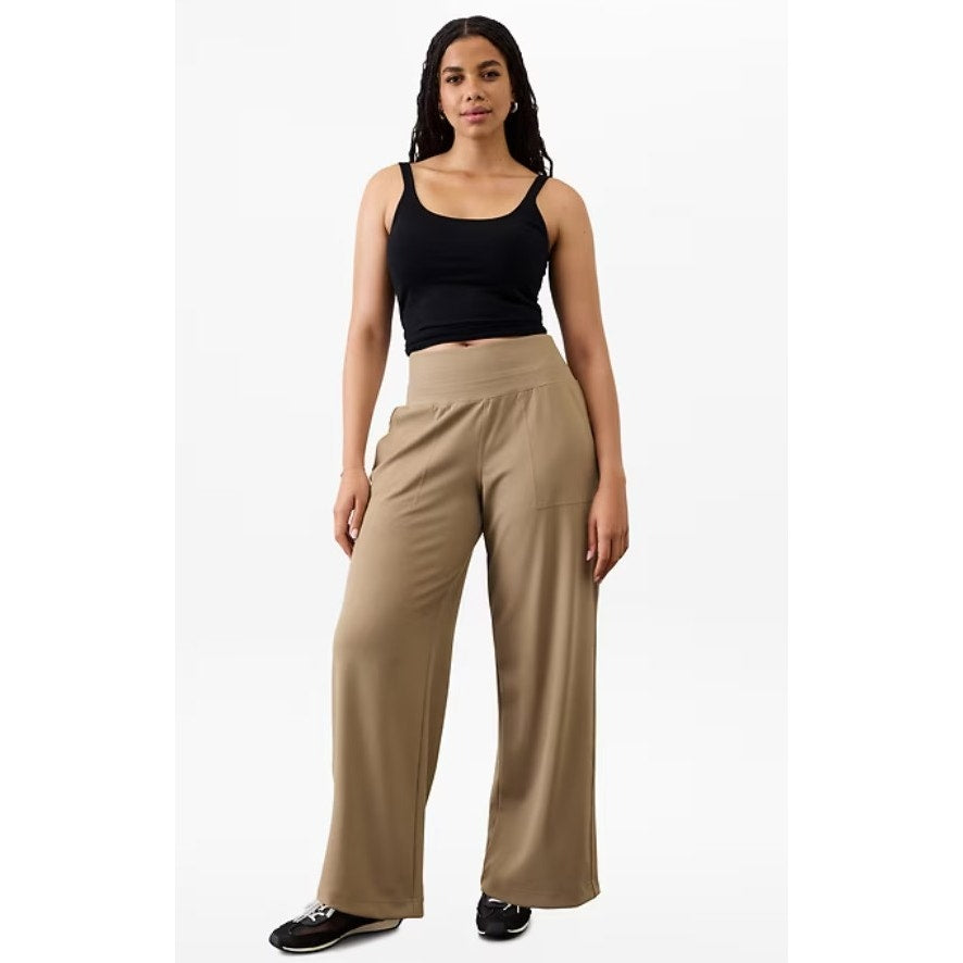 Athleta Brownstone Beige Venice High Rise Wide Leg Pant Womens 1X