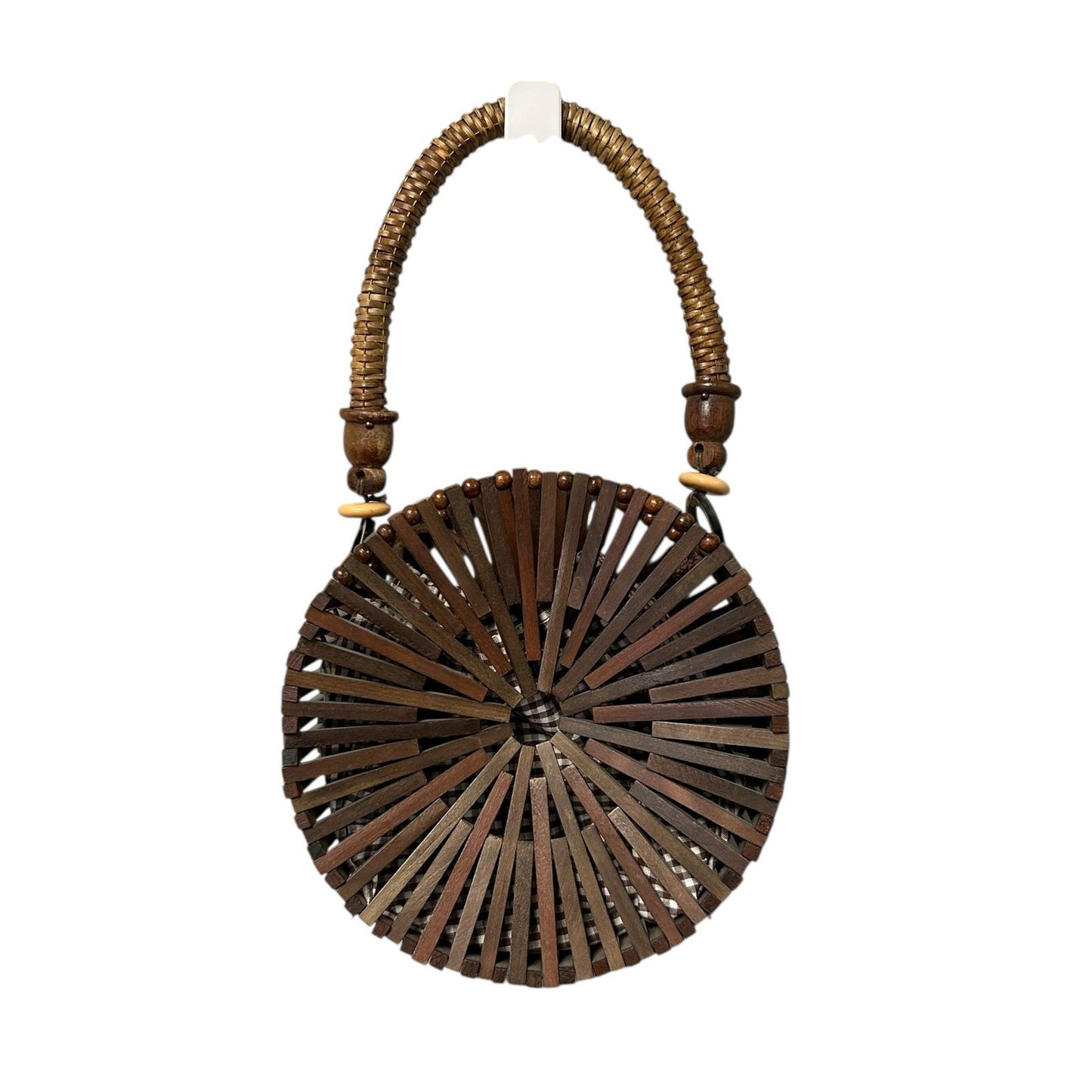 by Anthropologie Wooden Drawstring Closure Wicker Top Handle Tote