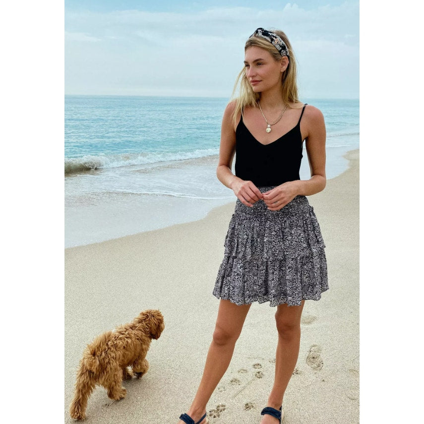 by Anthropologie Smocked Waist Jennalyn Tiered Pull On Mini Skirt Womens Small