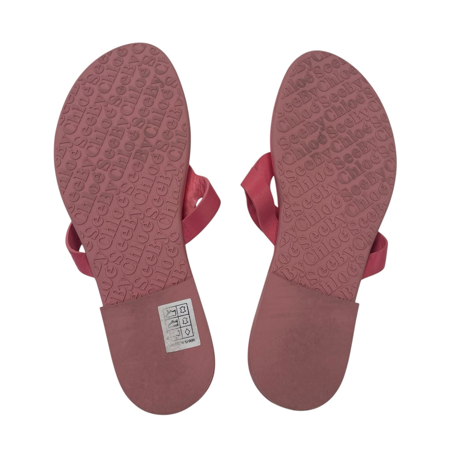 See by Chloé Hana Thong Strap Sandals Coral Pink Leather Womens 39 / US 9