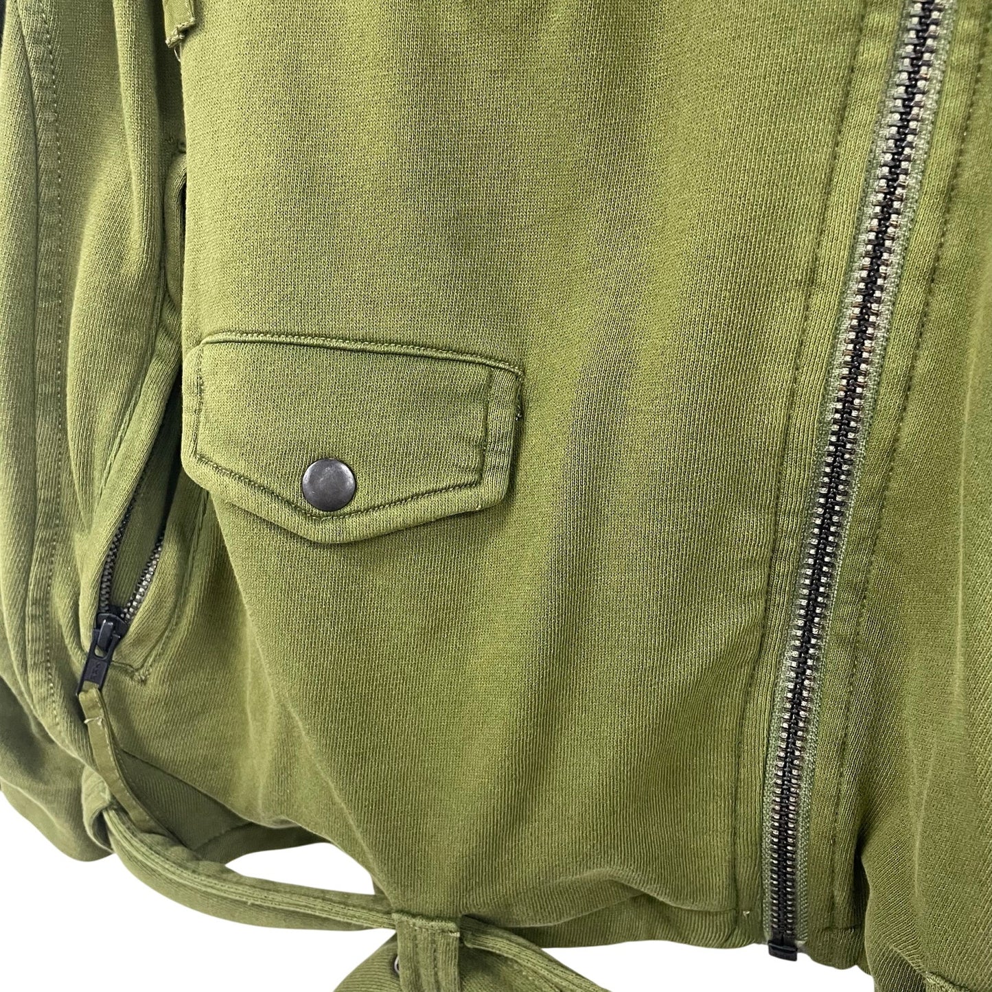 Free People We The Free Rebel Knit Oversized Moto Jacket Green Womens Small
