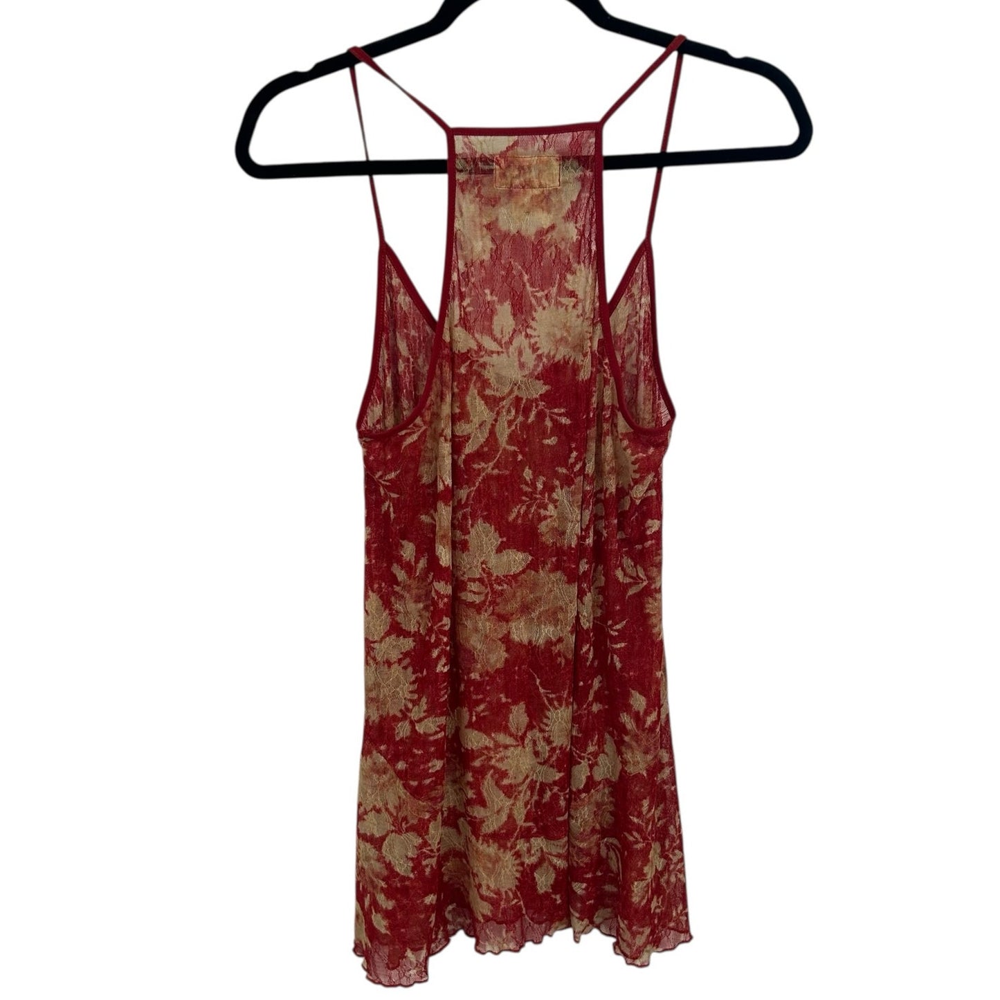 Denim & Supply Ralph Lauren Y2K Red Tank Lace Floral Print Top Womens Large