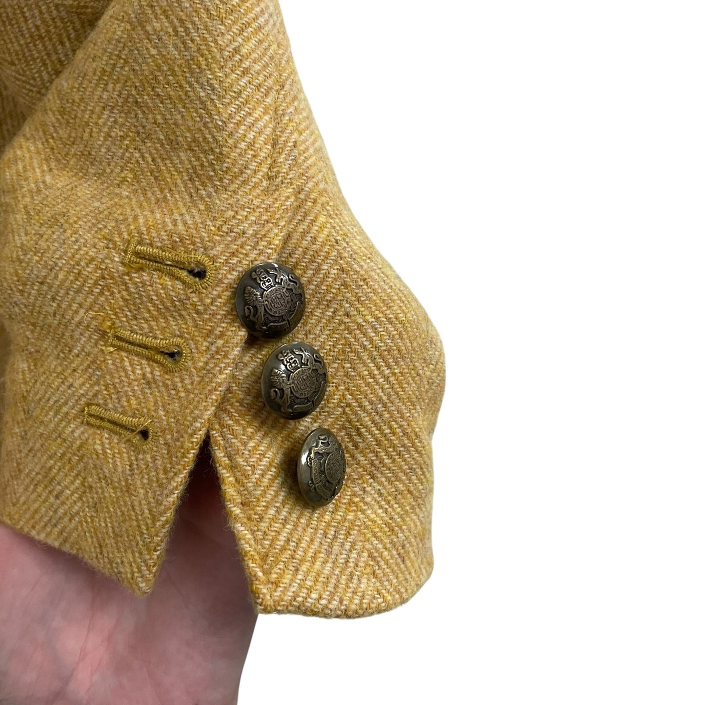 Talbots Button Front Wool Blend Blazer Jacket Dark Yellow Womens Size 2