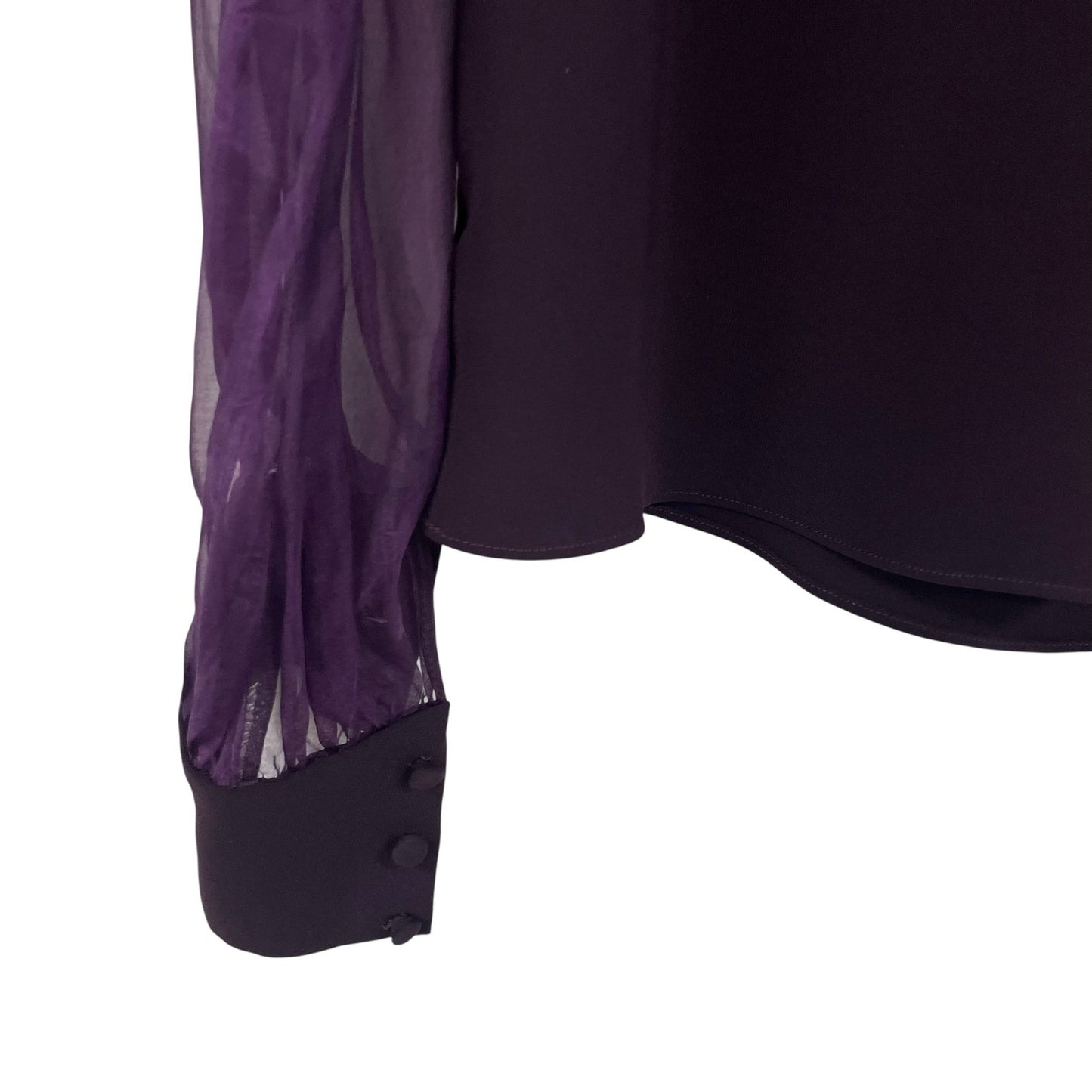 Amanda Uprichard Silk Sheer Sleeve Dark Purple Blouse Womens Size Small