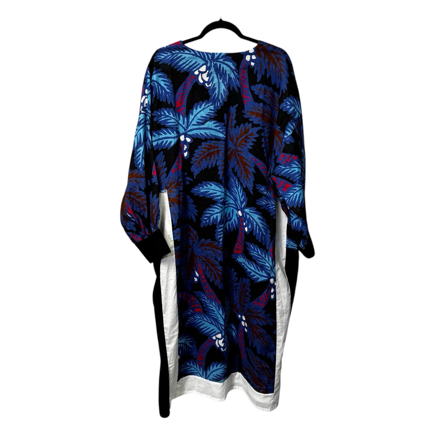 NWT Rachel Comey Black Blue Long Sleeve V Neck Linen Midi Shift Dress Womens M/L