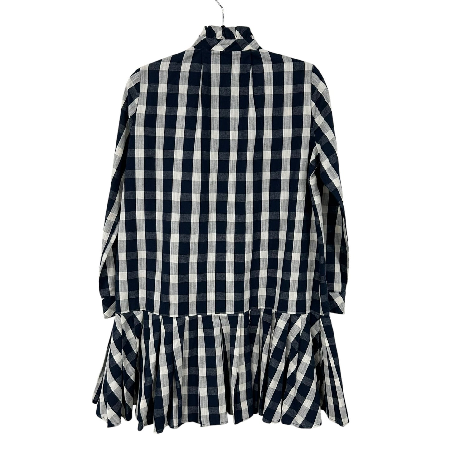 Tuckernuck Navy Check Long Sleeve Button Front Linen Blend Tate Dress Womens XS