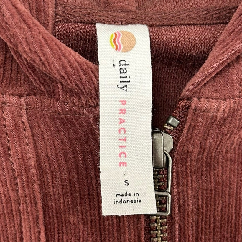 Daily Practice Anthropologie Plum Velour Corduroy Zip Up Hoodie Womens Small