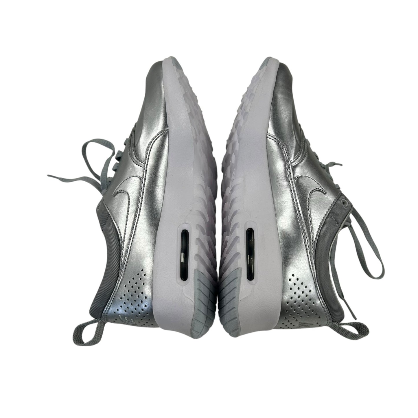 Nike Air Max Thea Metallic Silver Chrome Lace Up Sneakers Womens 7.5