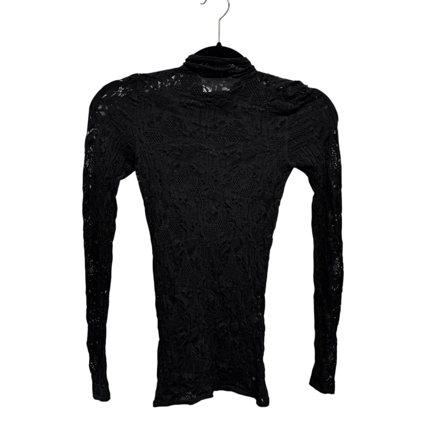 NWT Christian Dior Black Stretch Lace Long Sleeve Mock Neck Top Womens Medium