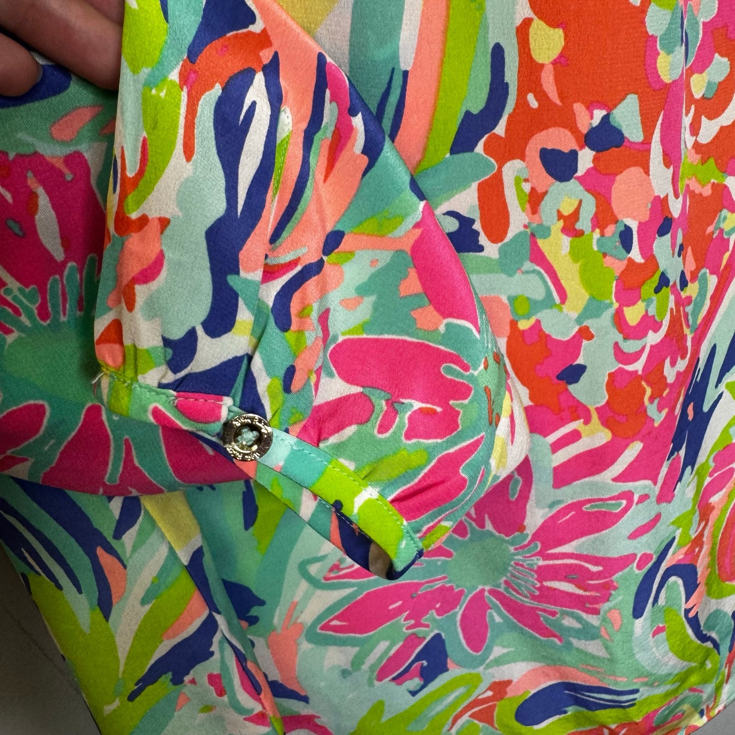 Lilly Pulitzer Multi Color in Casa Banana Long Sleeve Stacey Top Womens Large