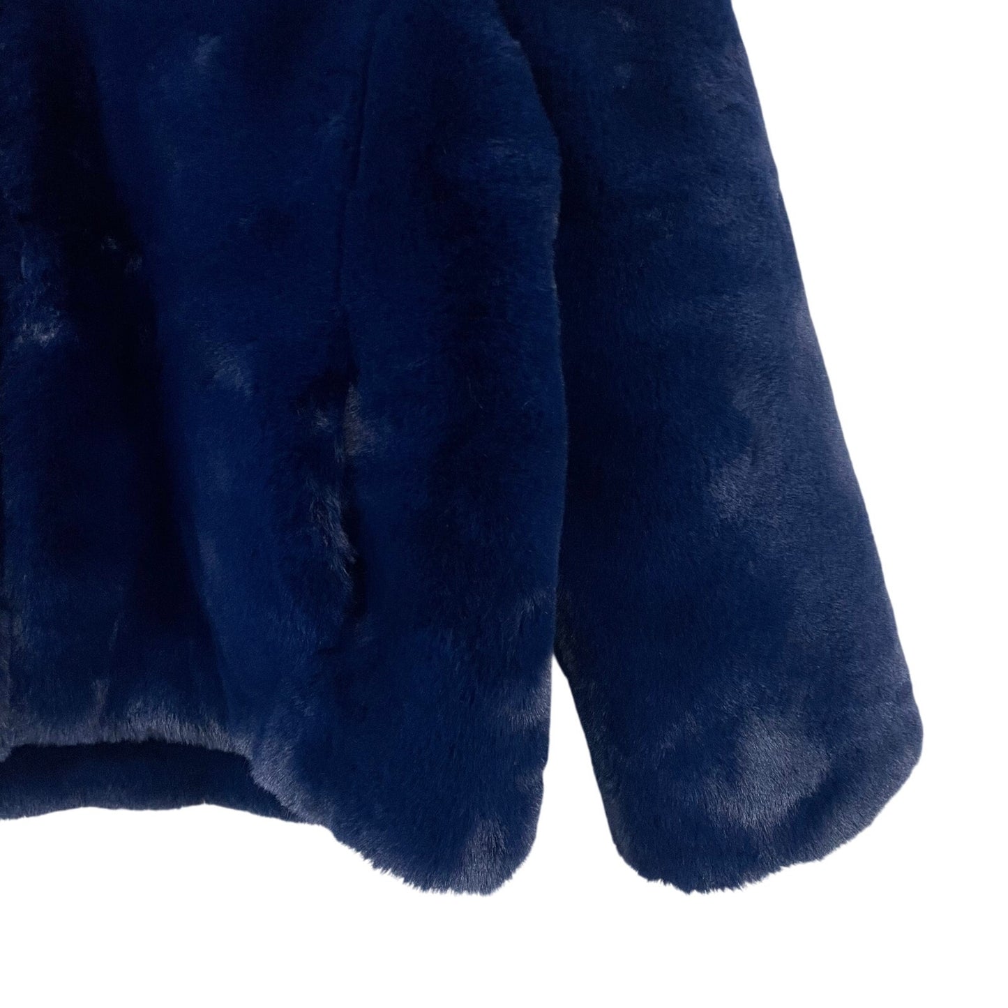 NWT Pretty Rugged Faux Fur Bomber Jacket Coat in Marine Navy Blue Womens Medium