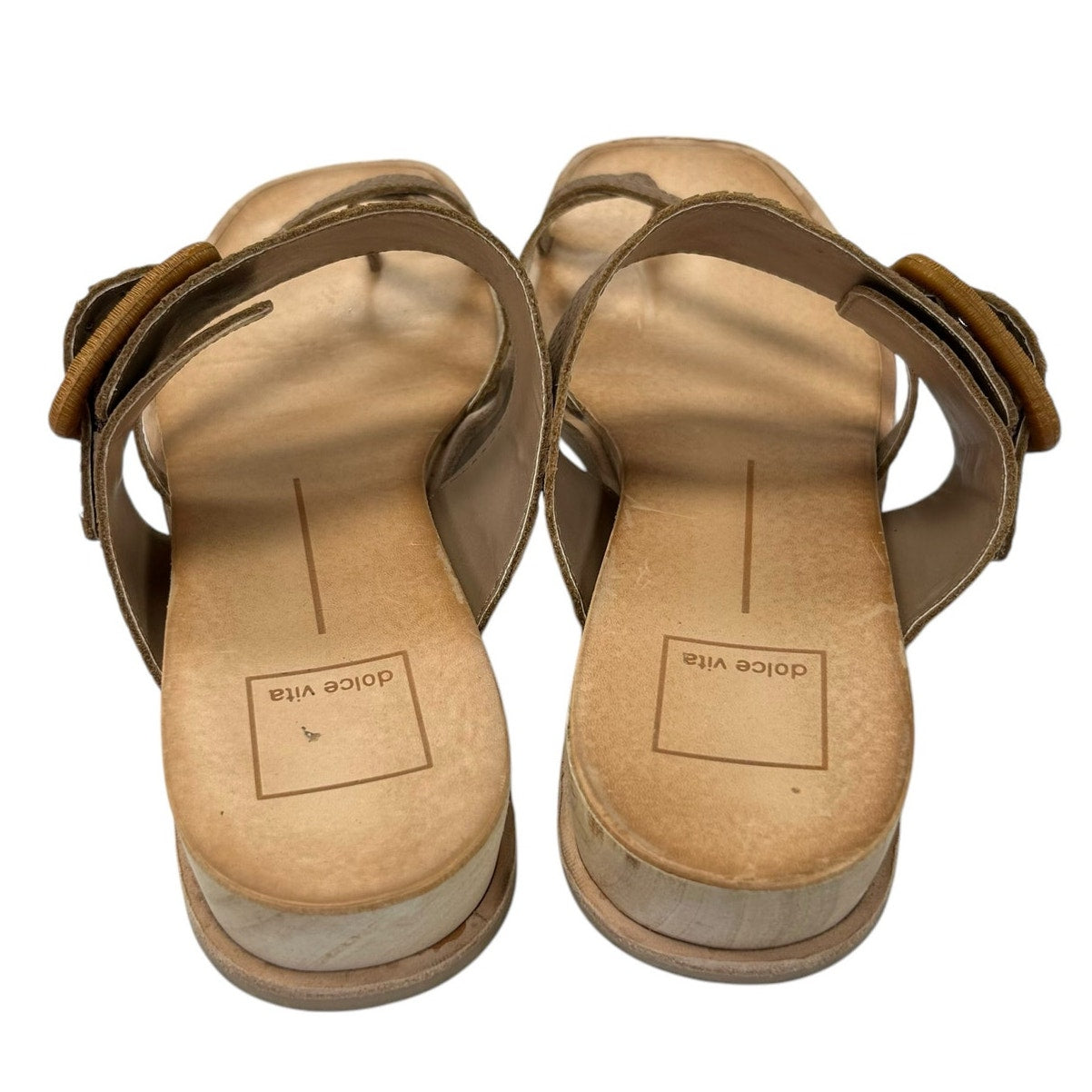 Dolce Vita Cafe Embossed Leather Perris Flat Buckle Sandal Womens 8.5