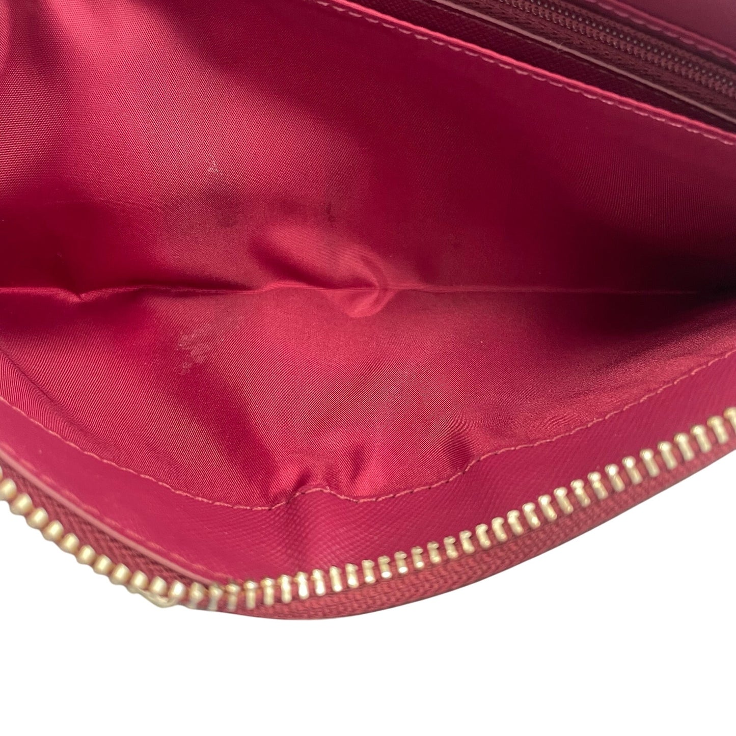 Coach Burgundy Saffiano Leather Zip Up Wristlet Pouch