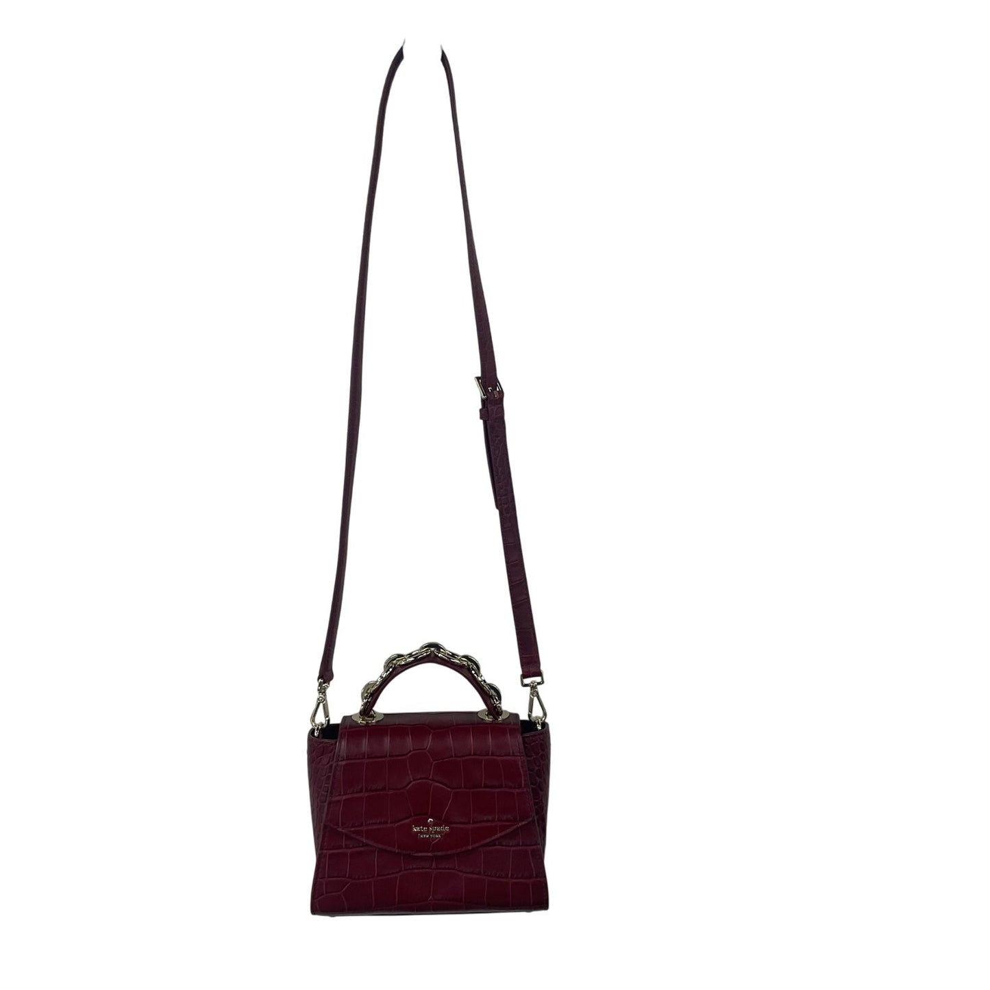 Kate Spade Murray St. Luxe Kim Satchel Crossbody Handbag Dark Red Leather