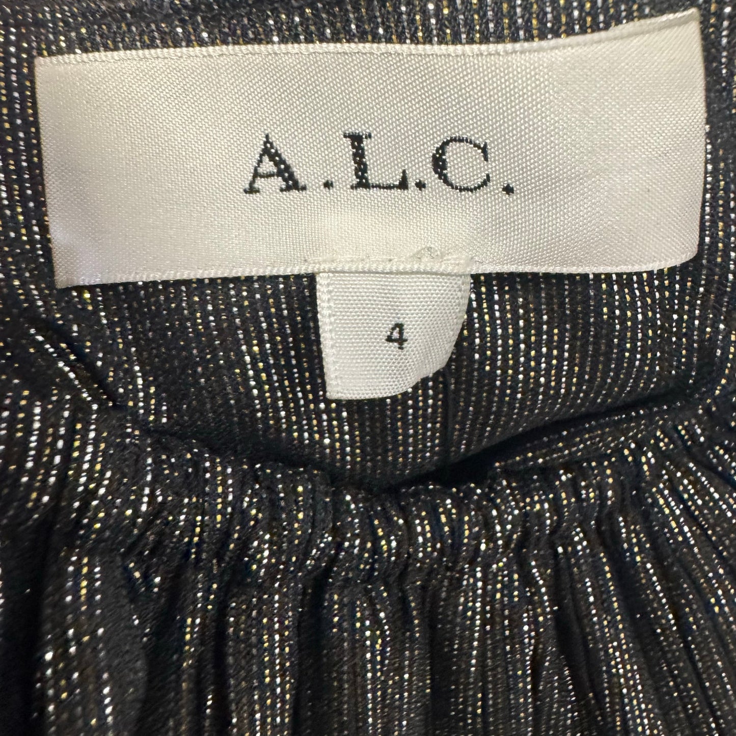 NWT ALC Metallic Sleeveless Halter Scoop Neck Pleated Cecila Maxi Dress Womens 4