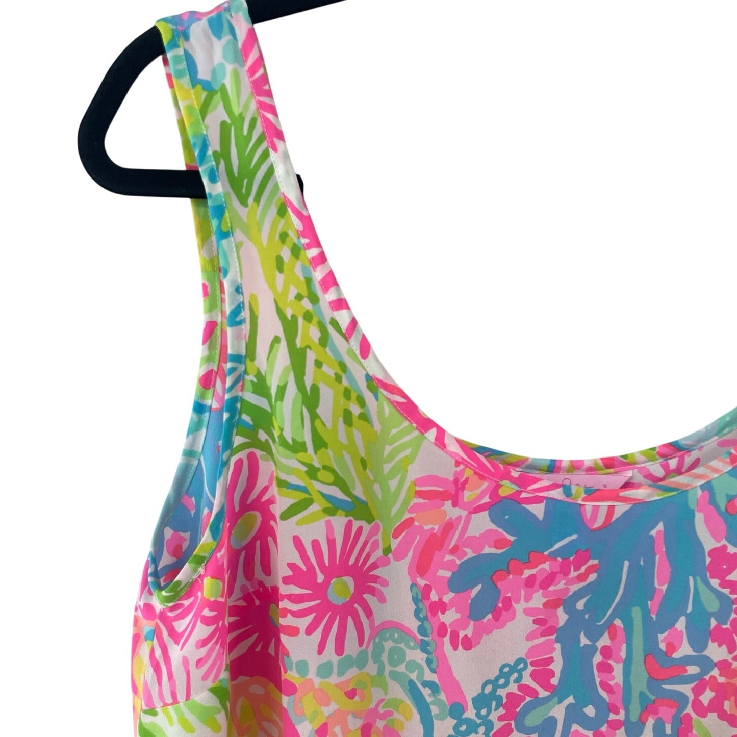 Lilly Pulitzer Cosmos 100% Silk Lovers Coral Colorful Tank Top Womnes Medium