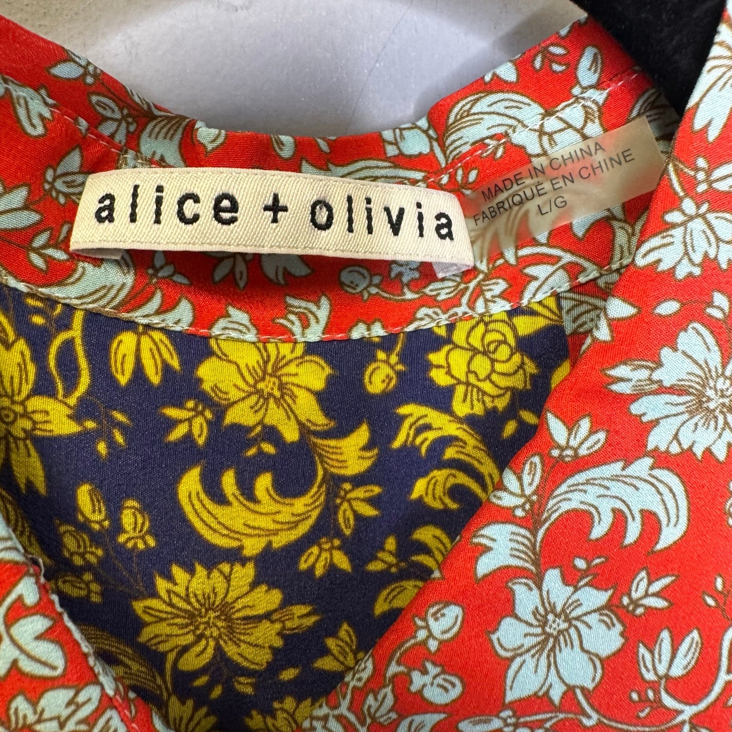 Alice + Olivia Multi Floral Print Flutter Sleeve Button Up Top Womens Large