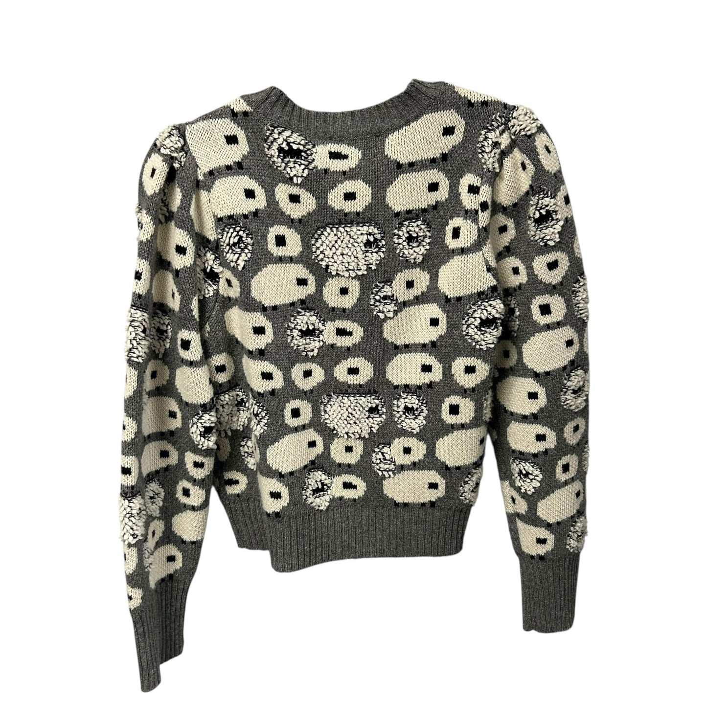 THML Grey White Sheep Print Long Sleeve Pullover Sweater Womens Size Small