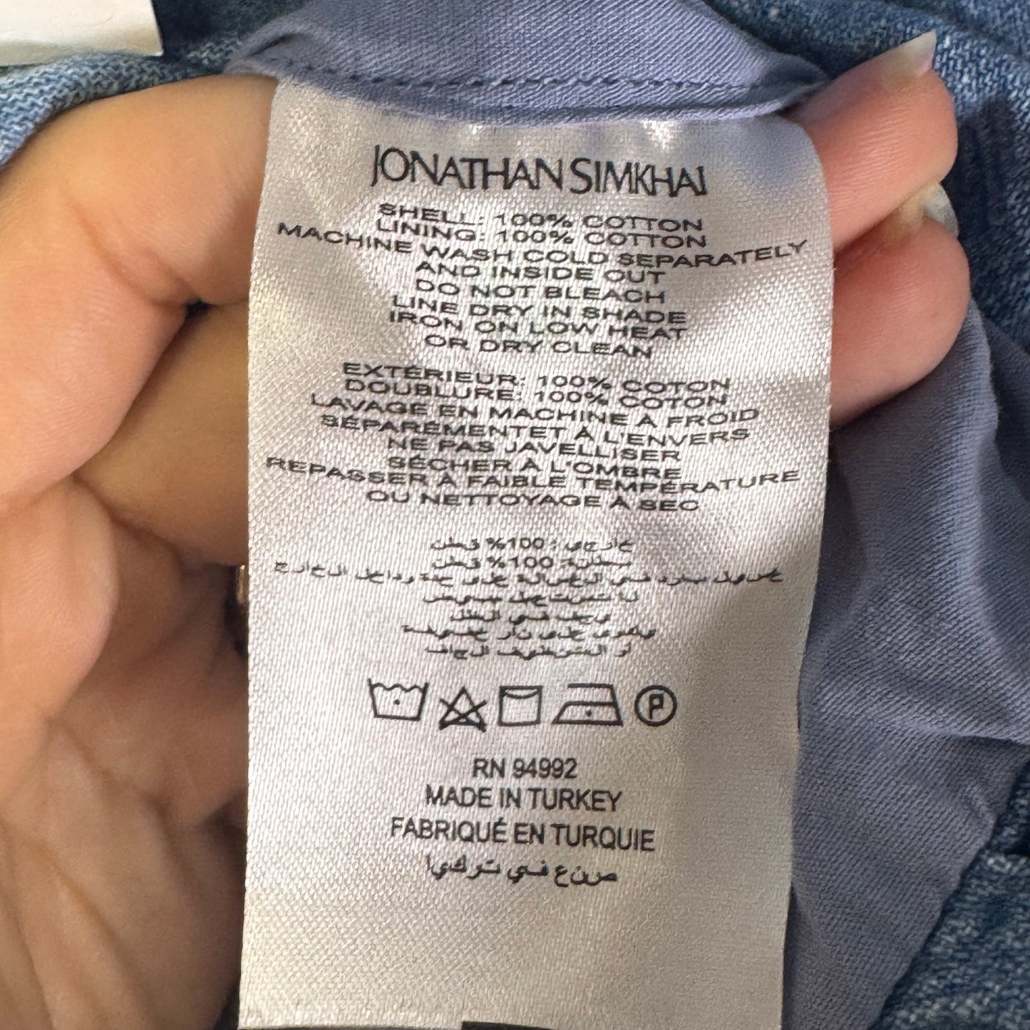 NWT Johnathan Simkhai Standard Blue Denim Puff Sleeve Ciara Mini Dress Womens 2